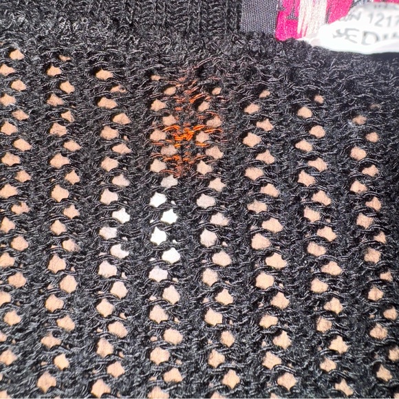 Vintage Y2K Medium Black Crochet Crop Cardigan Shrug Short Sleeve Fairy Grunge - Picture 7 of 8